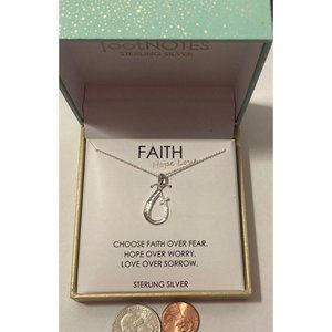 Vintage Sterling Silver Necklace, Footnotes, Faith Hope, Love,